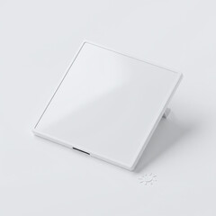 White Digital Photo Frame Mockup Smart Display Sun Icon