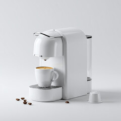 White Coffee Machine Mockup Hot Drink Maker Coffee Beans