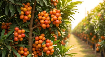 Ripe Orange Fruits on Tree