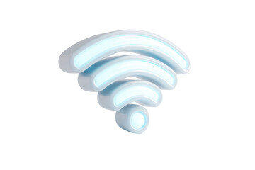 3D wifi symbol in glowing light blue, isolated on black background
