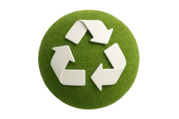Green globe with recycling symbol, representing ecological sustainability through 3d rendering against transparent background