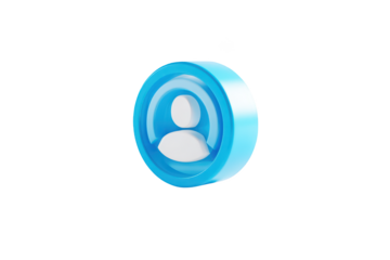 3D blue user icon with a person symbol in a circle