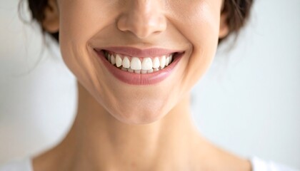 Womans Bright Smile Closeup.