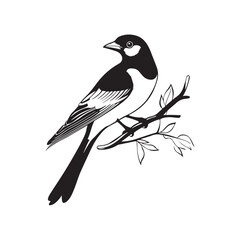Vector sketch illustration of a bird perched on a tree branch in a delicate hand-drawn style. Ideal for nature-themed projects, wildlife illustrations, educational materials, and artistic designs.