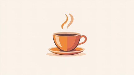 Obraz premium A stylized illustration of a steaming cup of coffee on a saucer, emphasizing warmth and comfort.