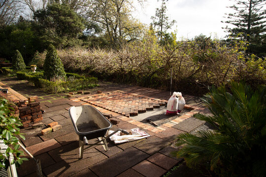 Brick paving project progress, Auckland, New Zealand