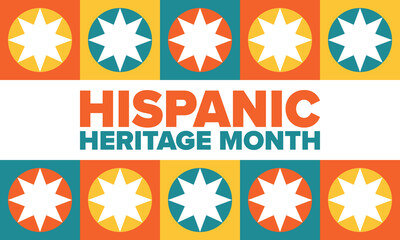 National Hispanic Heritage Month in September and October. Hispanic and Latino Americans culture. Celebrate annual in United States. Poster, card, banner and background. Vector illustration