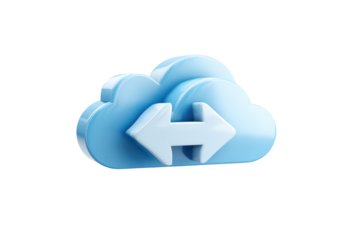 3D illustration of a cloud with arrows, symbolizing data transfer
