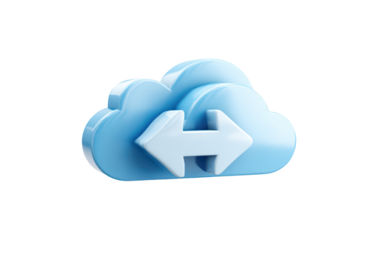 3D illustration of a cloud with arrows, symbolizing data transfer
