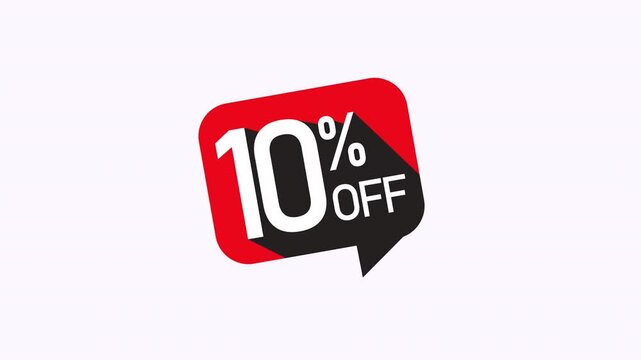Red box with ten percent off in white suitable for sales promotions, discount offers, retail marketing, and advertising campaigns.
