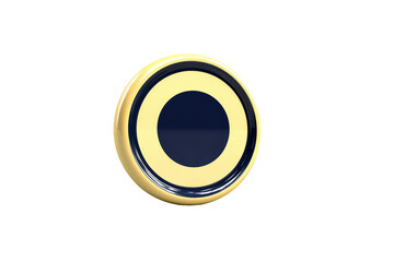 Glossy, centered, golden ring with dark blue circle inside on black background
