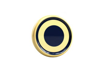 Glossy, centered, golden ring with dark blue circle inside on black background
