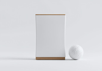 Golf Ball and White Packaging Box Mockup for Sports Product Branding