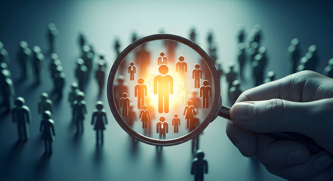 Discovering key talent, magnifying critical focus on individuals within a diverse crowd.
