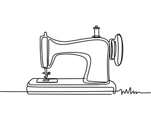Minimalist line art of a classic sewing machine