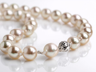 pearl necklace on white background
