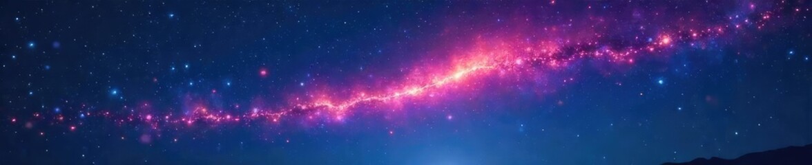 Obraz premium Breathtaking Starry Night Sky with Vibrant Light Streak - Magical, Dreamy, Wish-Making Scene