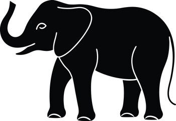 Fototapeta premium Elephant silhouette vector illustration on white background