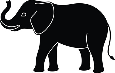 Fototapeta premium Elephant silhouette vector illustration on white background