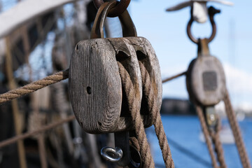 Rigging on a sailing ship