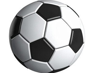 Fototapeta premium 3D Render of Classic Black and White Soccer Ball, Front View on Transparent Background