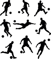 Set of Soccer Players Silhoue...