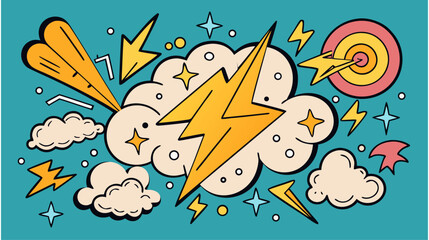 retro-cartoon-doodle-set---vintage-stars--clouds-