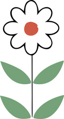 Outline Flower with Green Leaves