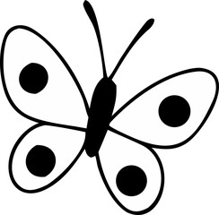 Clean Outline Butterfly with Bold Dots