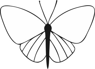 Simple Black & White Butterfly Outline