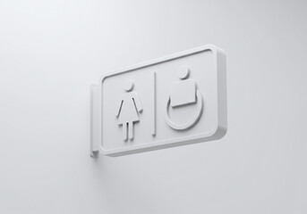 White Restroom Sign Mockup for Public Facilities