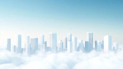 Fototapeta premium Futuristic City in Clouds: Surreal Architectural Landscape for Tech Concepts, Urban Planning & Creative Design