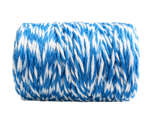 Roll of Blue Striped Cotton Bakers Twine, isolated on transparent background