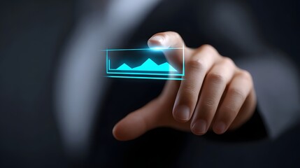 Futuristic digital technology interface in a person's hand