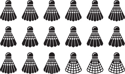 Vector art of collection of badminton shuttlecock illustrations, showcasing various feather arrangements and design variations for sports themes