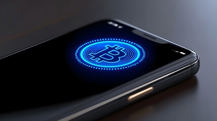 Glowing mobile app icon on smartphone screen
