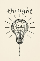 Thought creativity idea and inspiration through an abstract lightbulb radiating swirling lines and glowing light