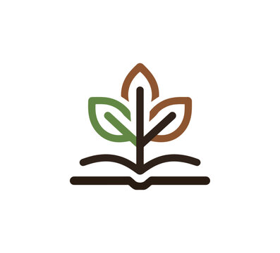 Seedling sprouting from open book graphic