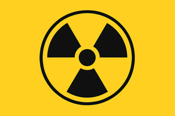 Fototapeta premium Radioactivity radioactive symbol and logo with hazard warning bring powerful energy and caution on yellow background