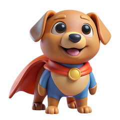 Fototapeta premium Adorable cartoon puppy superhero with red cape and blue suit