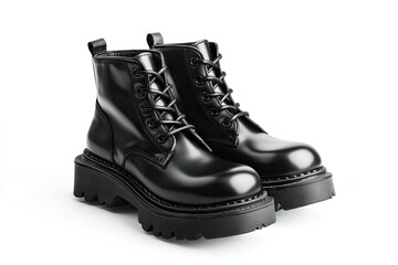 Pair of black leather combat boots (5)