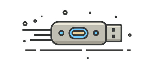 Fototapeta premium Stylish grey usb flash drive icon