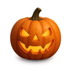 Halloween pumpkin with glowing face and carved eyes expresses spooky festive season fear and eerie light