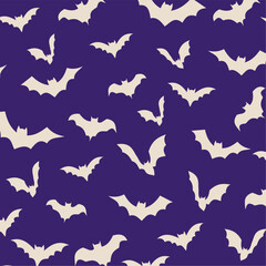 Seamless Bat Silhouette Pattern. Spooky Halloween Background Design. Cute Holiday Texture Perfect for Gift Wrapping, Home Decor and Textiles