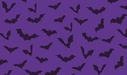 Seamless Bat Silhouette Pattern. Spooky Halloween Background Design. Cute Holiday Texture Perfect for Gift Wrapping, Home Decor and Textiles