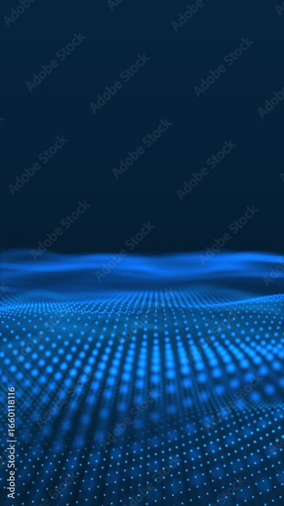 Wall mural blue digital wave of interconnected data points, a representation of the technological future.