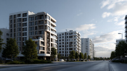 Modern residential buildings.