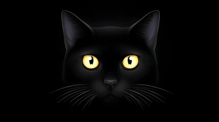 Fototapeta premium Intense Glowing Eyes of a Black Cat