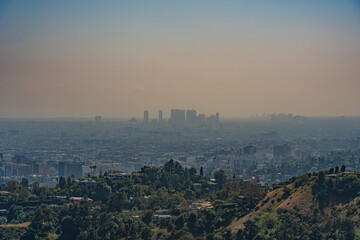 アメリカ　天文台から望むロサンゼルスのダウンタウンの街並み