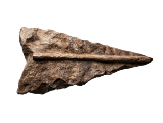 Ancient stone arrowhead artifact on black background